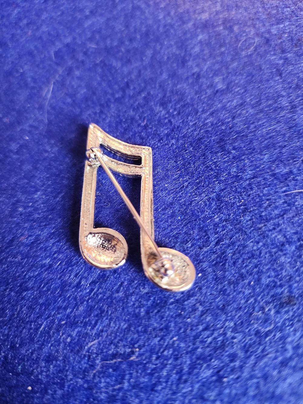 Silver Musical Note Pin Brooch with Rhinestones - Picture 2 of 2